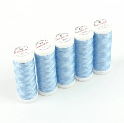 Ackermann Embroidery Nähgarn Stärke 40 - 5x 260 m, Farbe 2989 hellblau