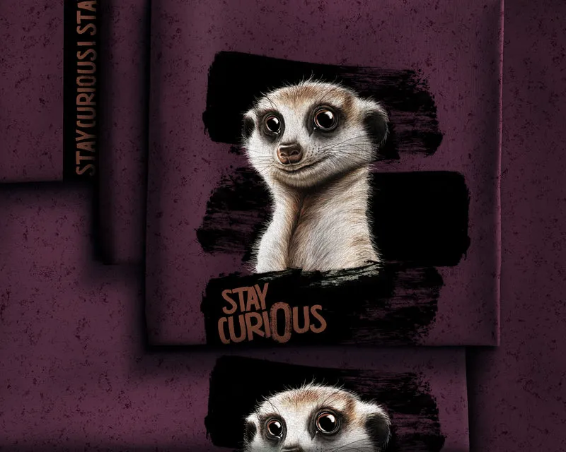 French Terry Panel Erdmännchen Stay Curious by Thorsten Berger bordeaux Swafing