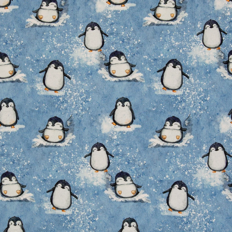 French Terry Arctic by Christiane Zielinski Pinguin Swafing blau