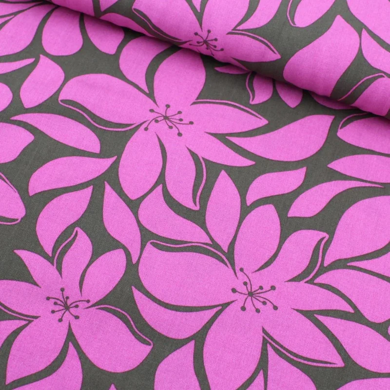 Viskose Stoff Rosa Blumen