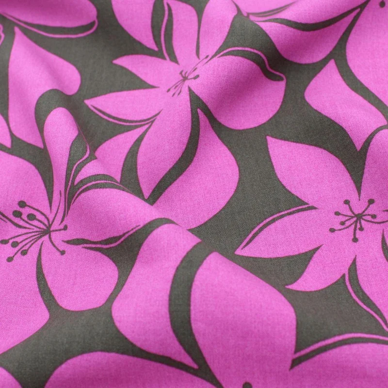 Viskose Stoff Rosa Blumen
