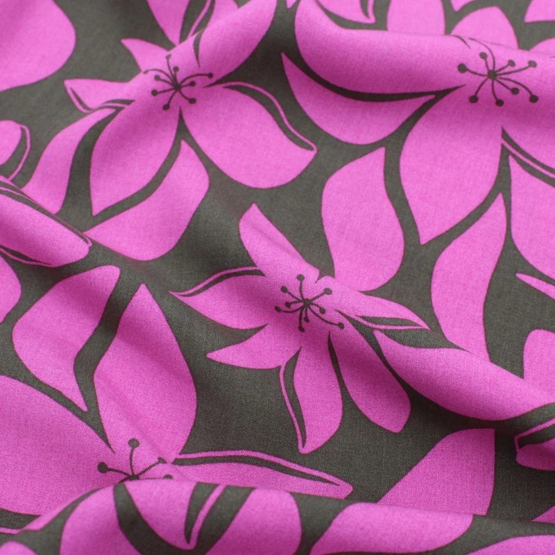 Viskose Stoff Rosa Blumen