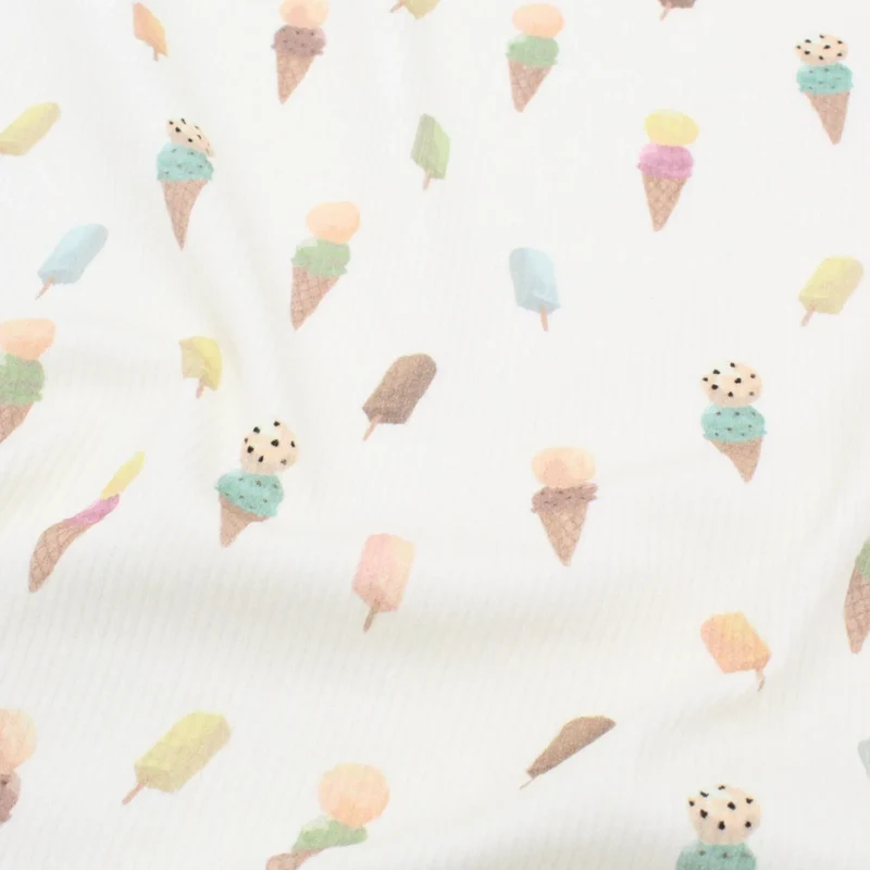 Rippenjersey Stoff Eiscreme