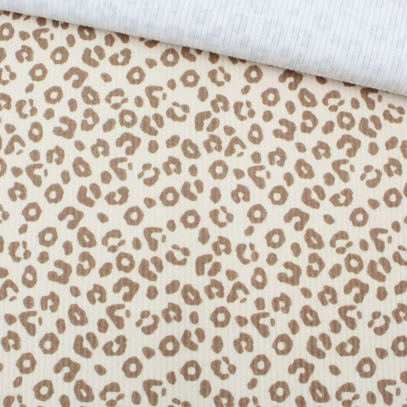 Rippstrick Jersey Stoff Leopardenmuster