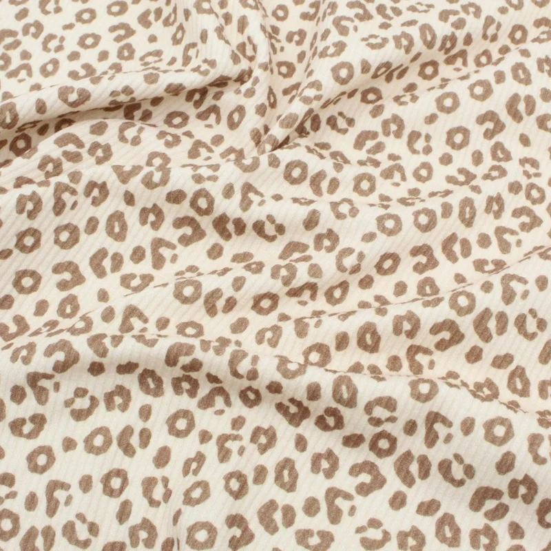 Rippstrick Jersey Stoff Leopardenmuster