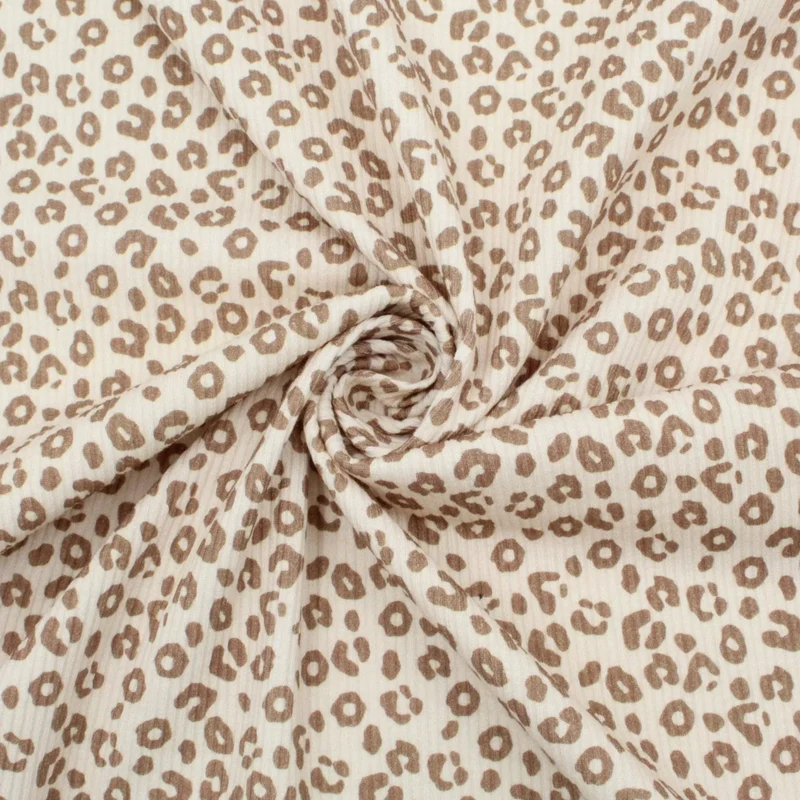 Rippstrick Jersey Stoff Leopardenmuster