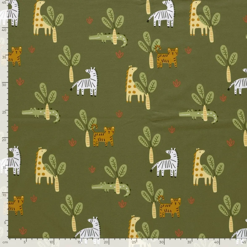 Jersey Stoff Safari Tieren