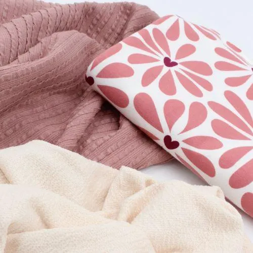 Jersey Stoff Retro Blumen | Rosa
