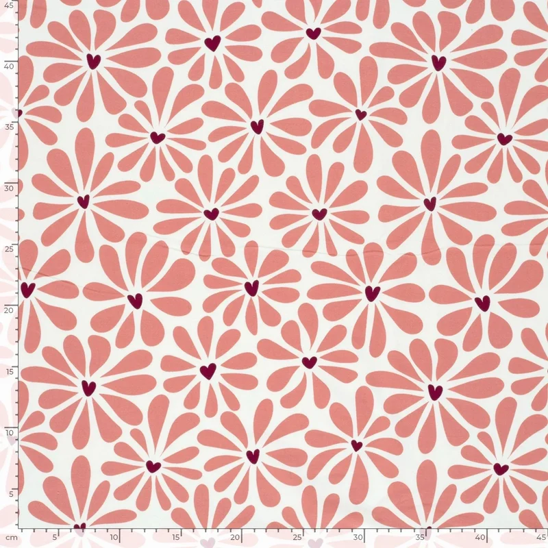Jersey Stoff Retro Blumen | Rosa