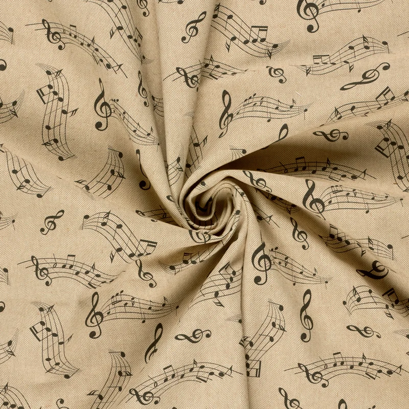 Leinenoptik Musiknoten – Beige