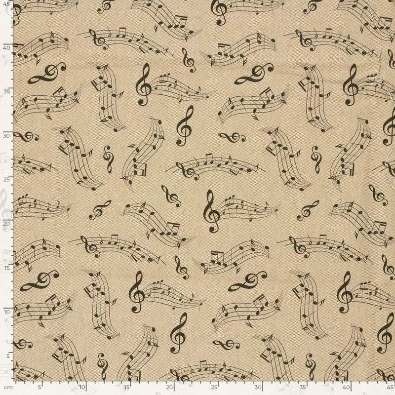 Leinenoptik Musiknoten – Beige