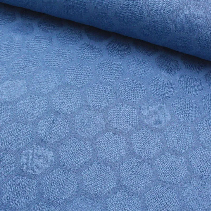 Viskose-Bambus Stoff Wabenmuster | Blau
