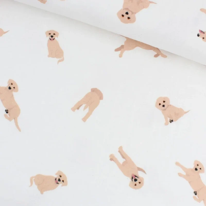 Flanell - Hunde-Muster | Ecru