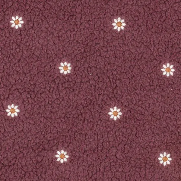 Teddystoff mit gestickten Blumen