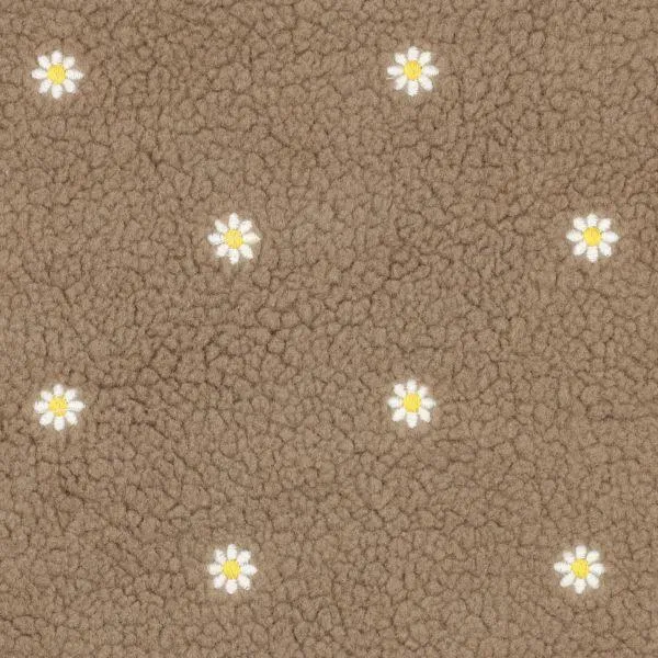 Teddystoff mit gestickten Blumen
