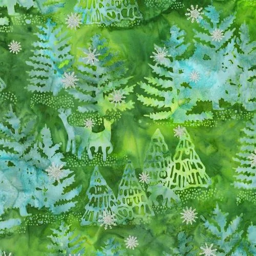 Robert Kaufman, Artisan Batiks, Evergreen Metallic Batiks - 10pc Fat Quarter Bundle