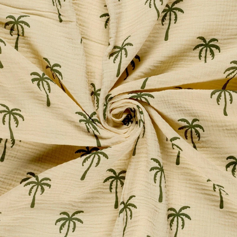 Musselin Stoff Palmen Beige