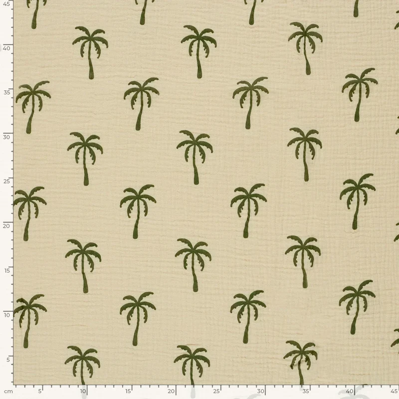 Musselin Stoff Palmen Beige