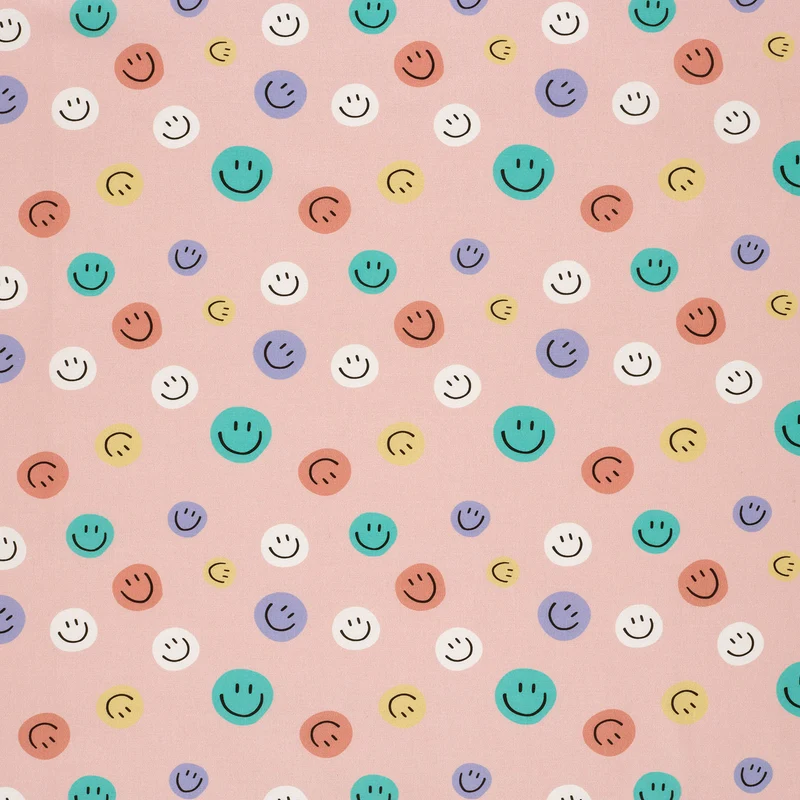 Baumwollpopeline Emoticons – Altrosa
