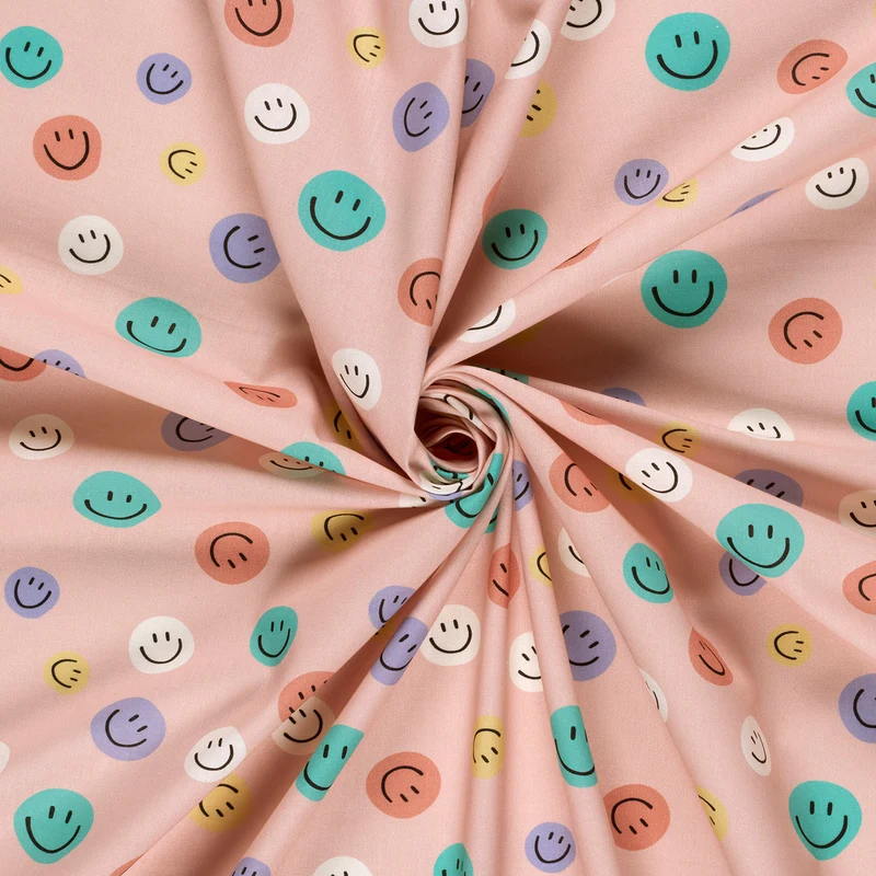 Baumwollpopeline Emoticons – Altrosa