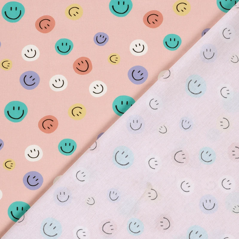 Baumwollpopeline Emoticons – Altrosa