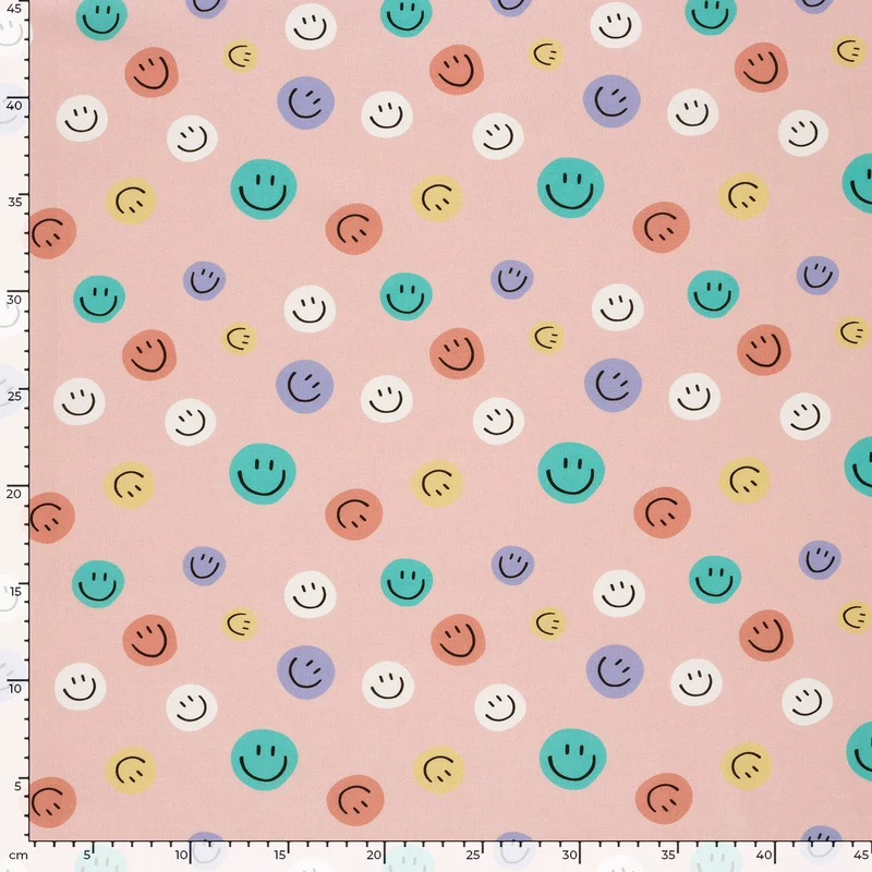Baumwollpopeline Emoticons – Altrosa