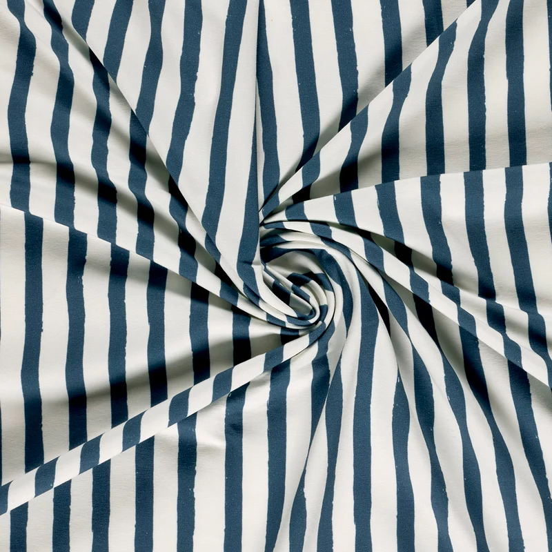 French Terry GOTS Streifen – Stahlblau