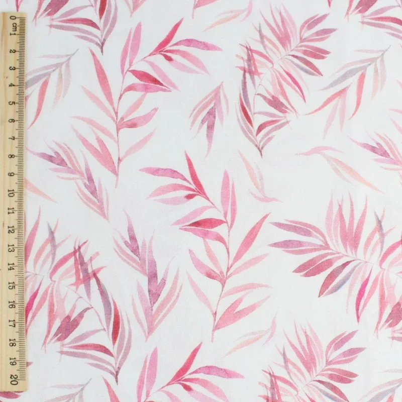 Baumwollstoff rosa Blättern
