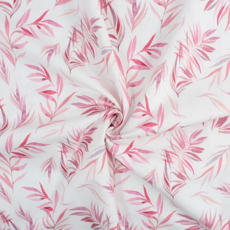 Baumwollstoff rosa Blättern