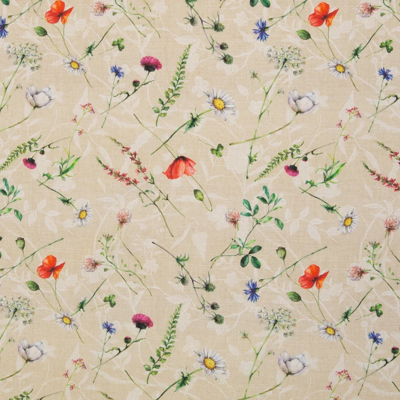 Canvas Leinenoptik Blumen beige Swafing Wilma