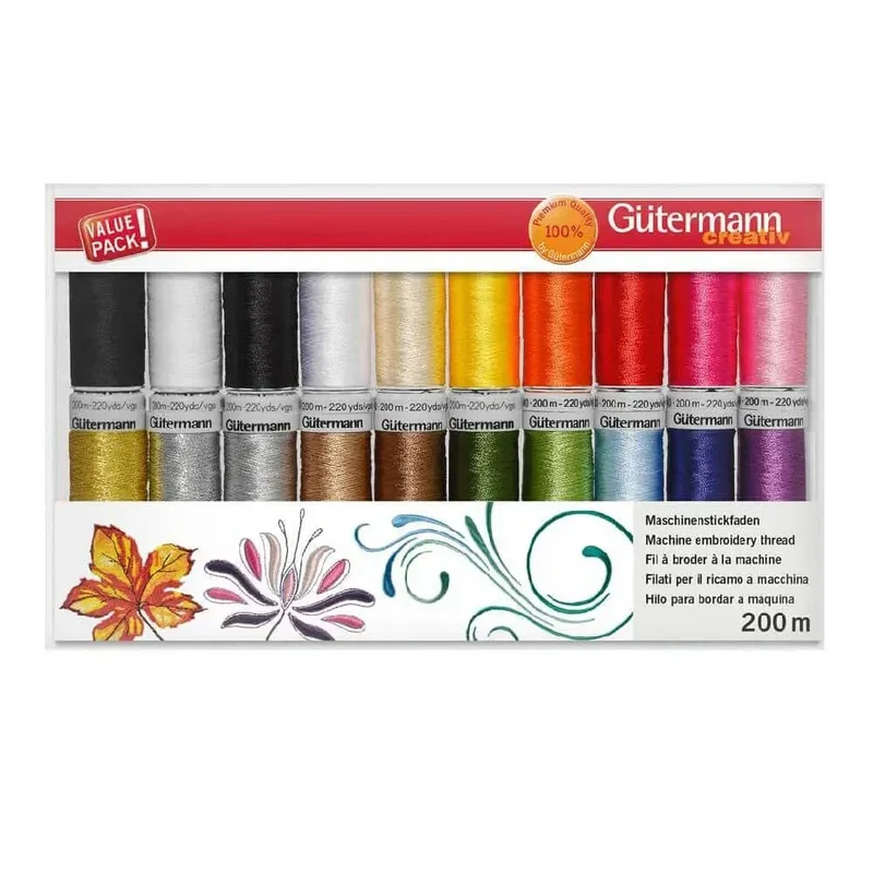 Gütermann Maschinenstickfaden Set | 20 Spulen