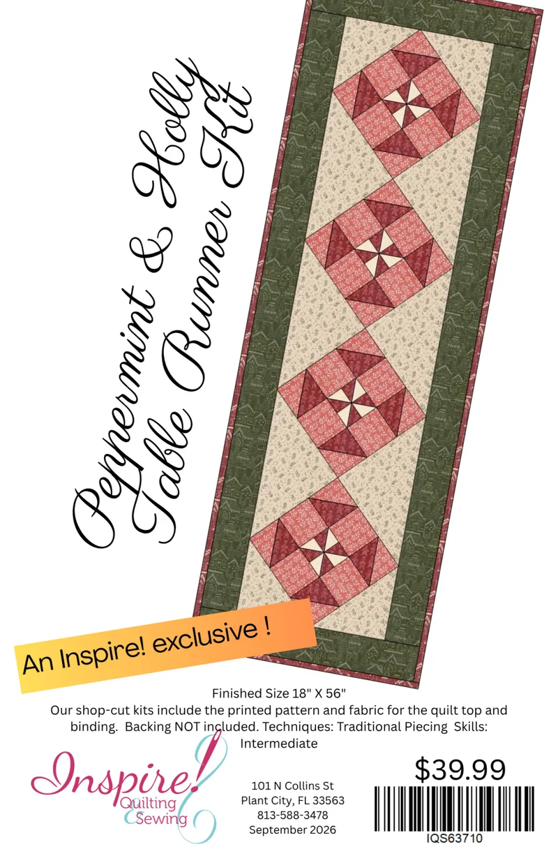 Peppermint & Holly Table Runner Kit featuring Gingerbread Lane