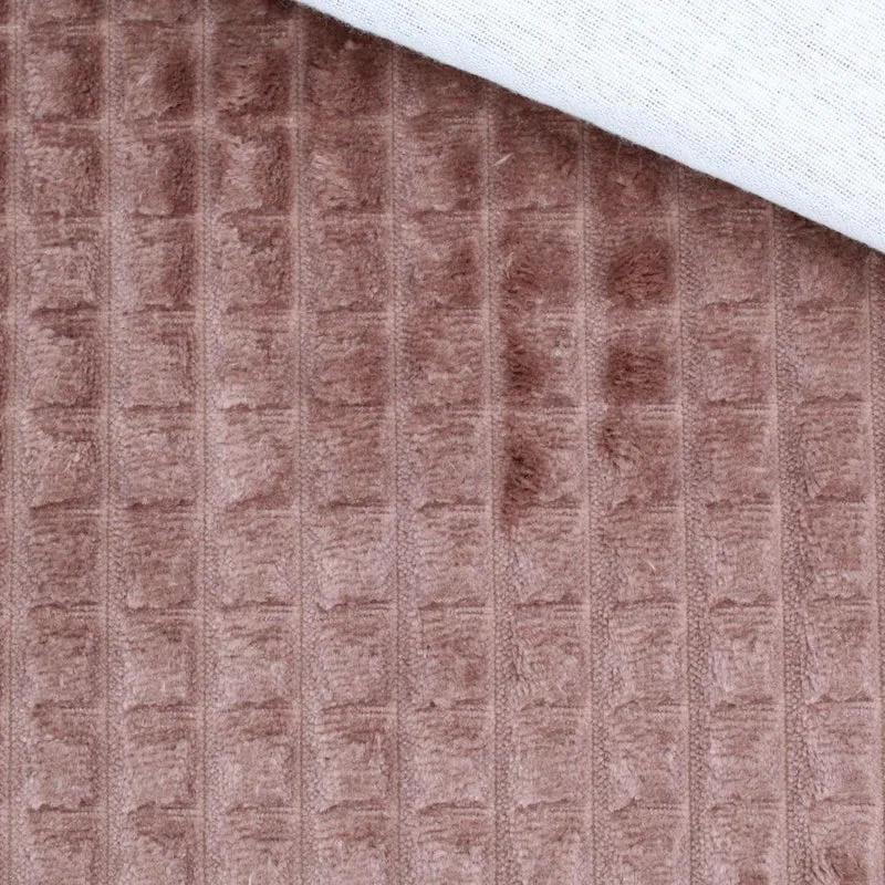 Cord mit Quadratten | Velour Polsterstoff