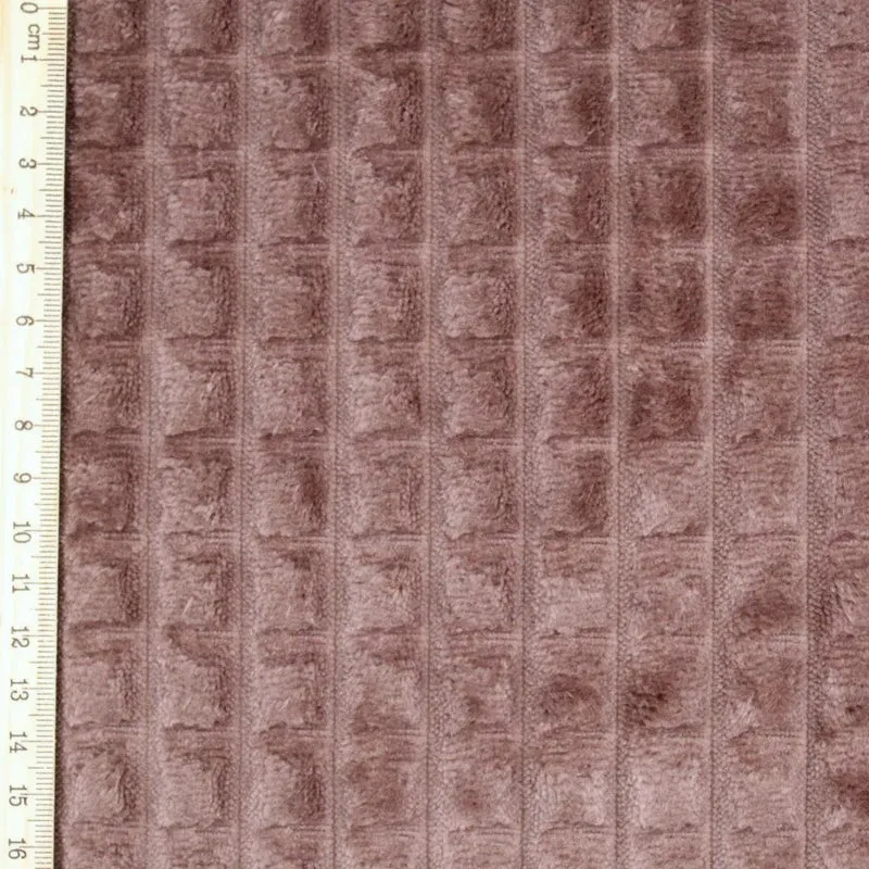 Cord mit Quadratten | Velour Polsterstoff