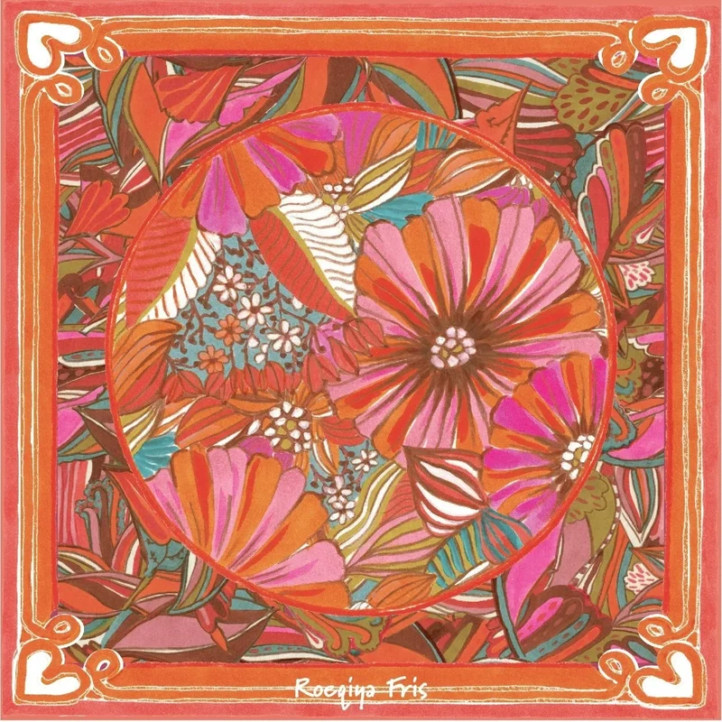 Viskose Stoffpanel Blumen | Orange