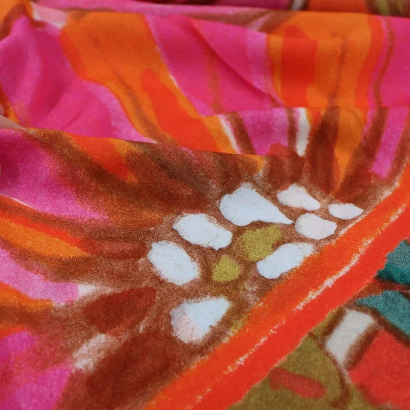 Viskose Stoffpanel Blumen | Orange