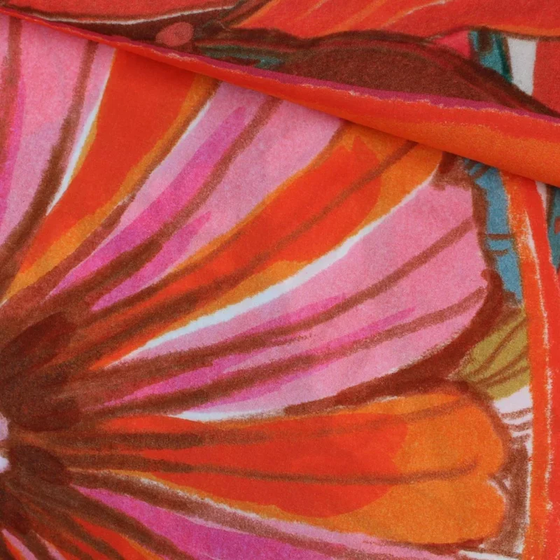 Viskose Stoffpanel Blumen | Orange
