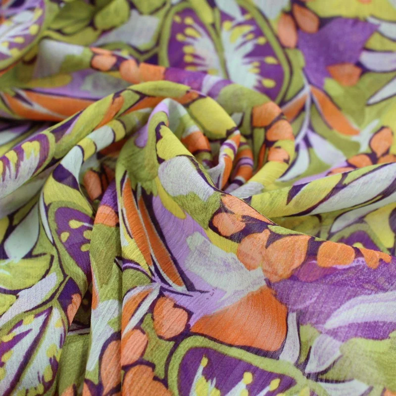 Blusenstoff Blumen | Grün