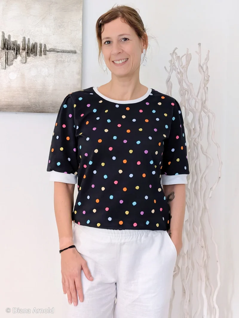 Baumwolljersey bunte Punkte Flowerpop by Hip Som Hap von Swafing schwarz