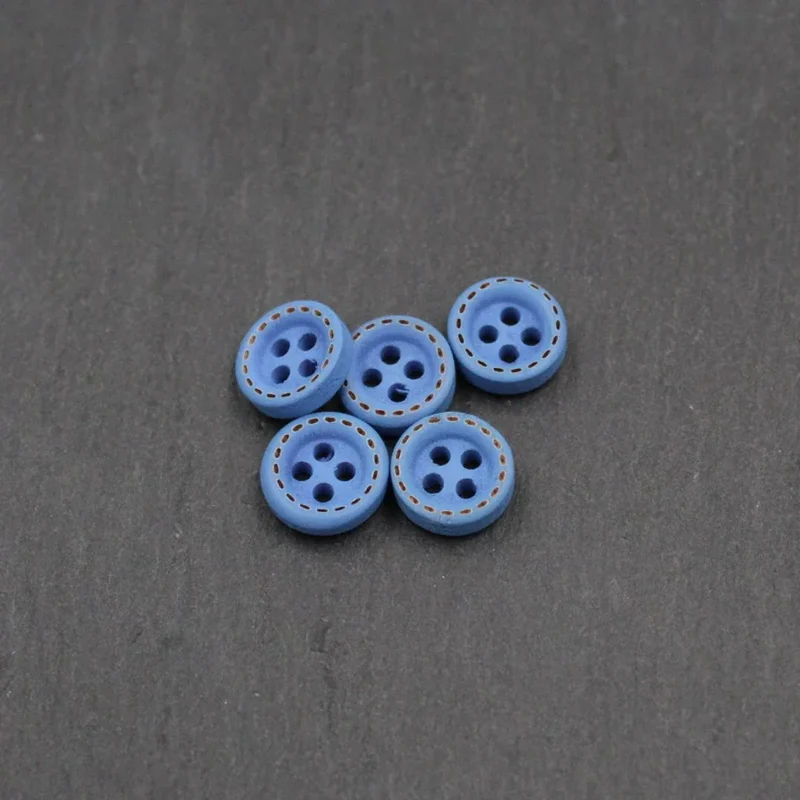Holzknöpfe 10 mm – Set 5 Stück | Bunt | 4-Loch-Knöpfe
