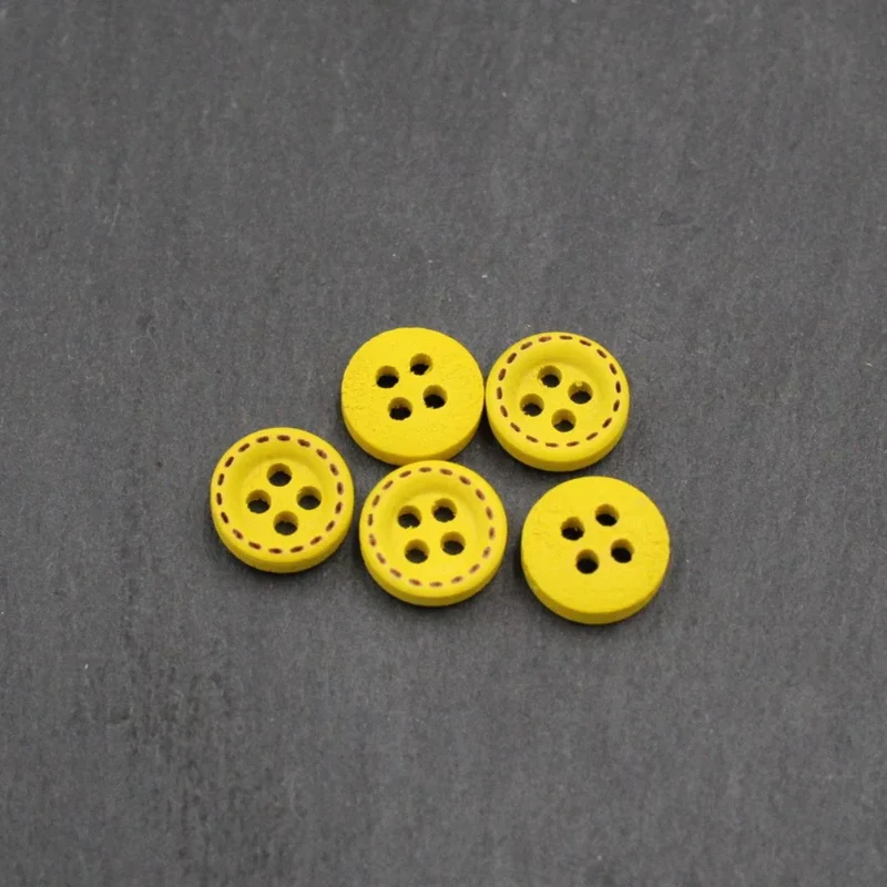 Holzknöpfe 10 mm – Set 5 Stück | Bunt | 4-Loch-Knöpfe
