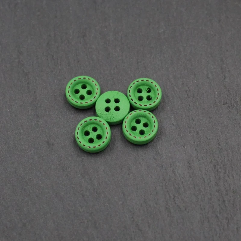 Holzknöpfe 10 mm – Set 5 Stück | Bunt | 4-Loch-Knöpfe