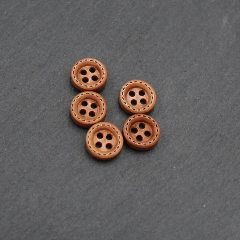 Holzknöpfe 10 mm – Set 5 Stück | Bunt | 4-Loch-Knöpfe
