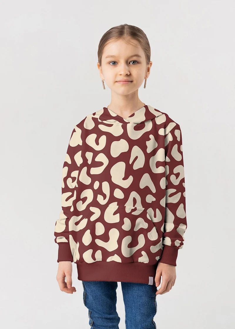 French Terry Leoparden – Dunkelrot