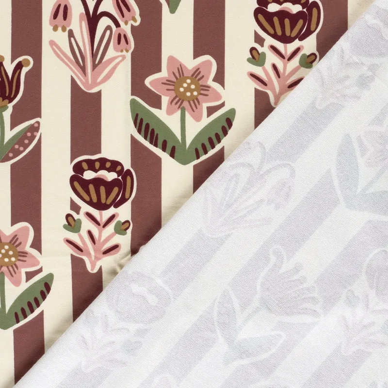 French Terry Blumen – Beige