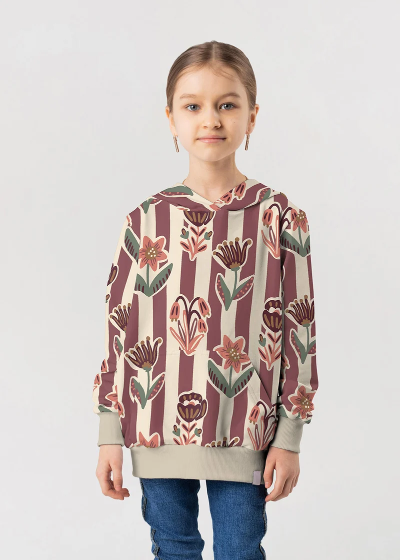 French Terry Blumen – Beige