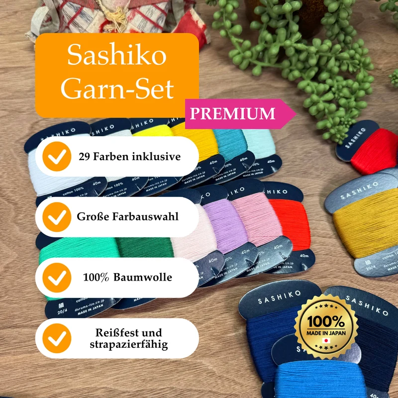 Daruma Sashiko Garn-Set - Premium