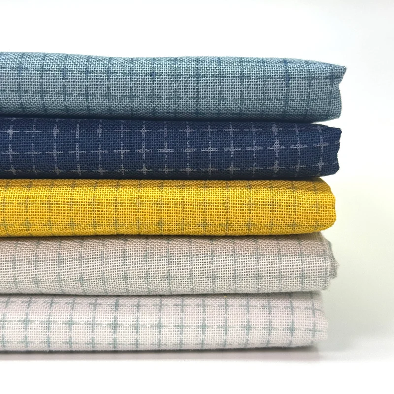 Sashiko Stoff mit Raster - Zuschnitt 50 x 108 cm