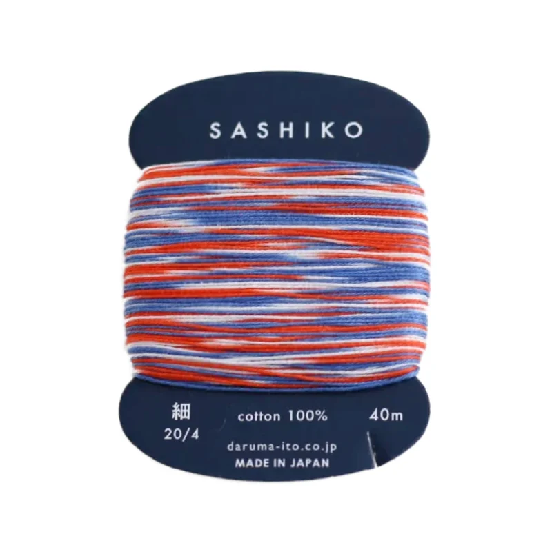 Daruma Sashiko Garn - 401 orange aqua Mix