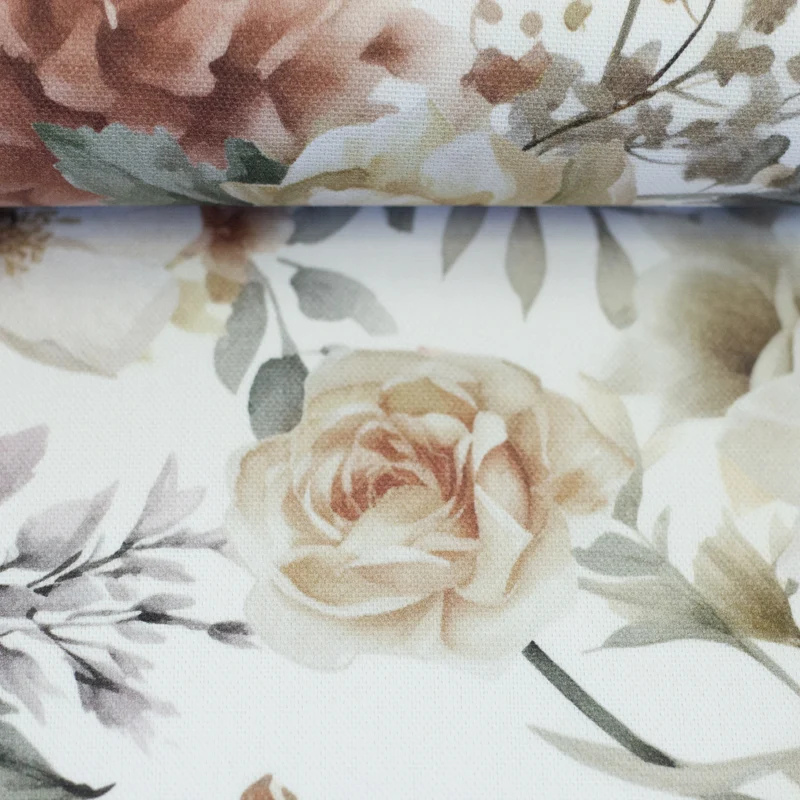 Canvas Leinenoptik Blumen weiß Swafing Laura